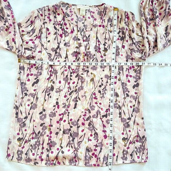 Cynthia Rowley Button Popover 3/4 Sleeve Floral Print Top Blouse SZ L - Picture 4 of 10